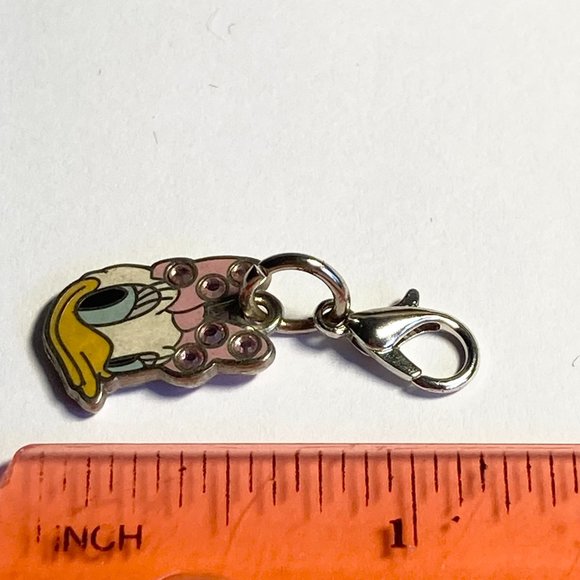 Vintage Disney Daisy Duck Charm Clip On For Bracelet Zipper Pull Purse Crystals - Picture 7 of 7